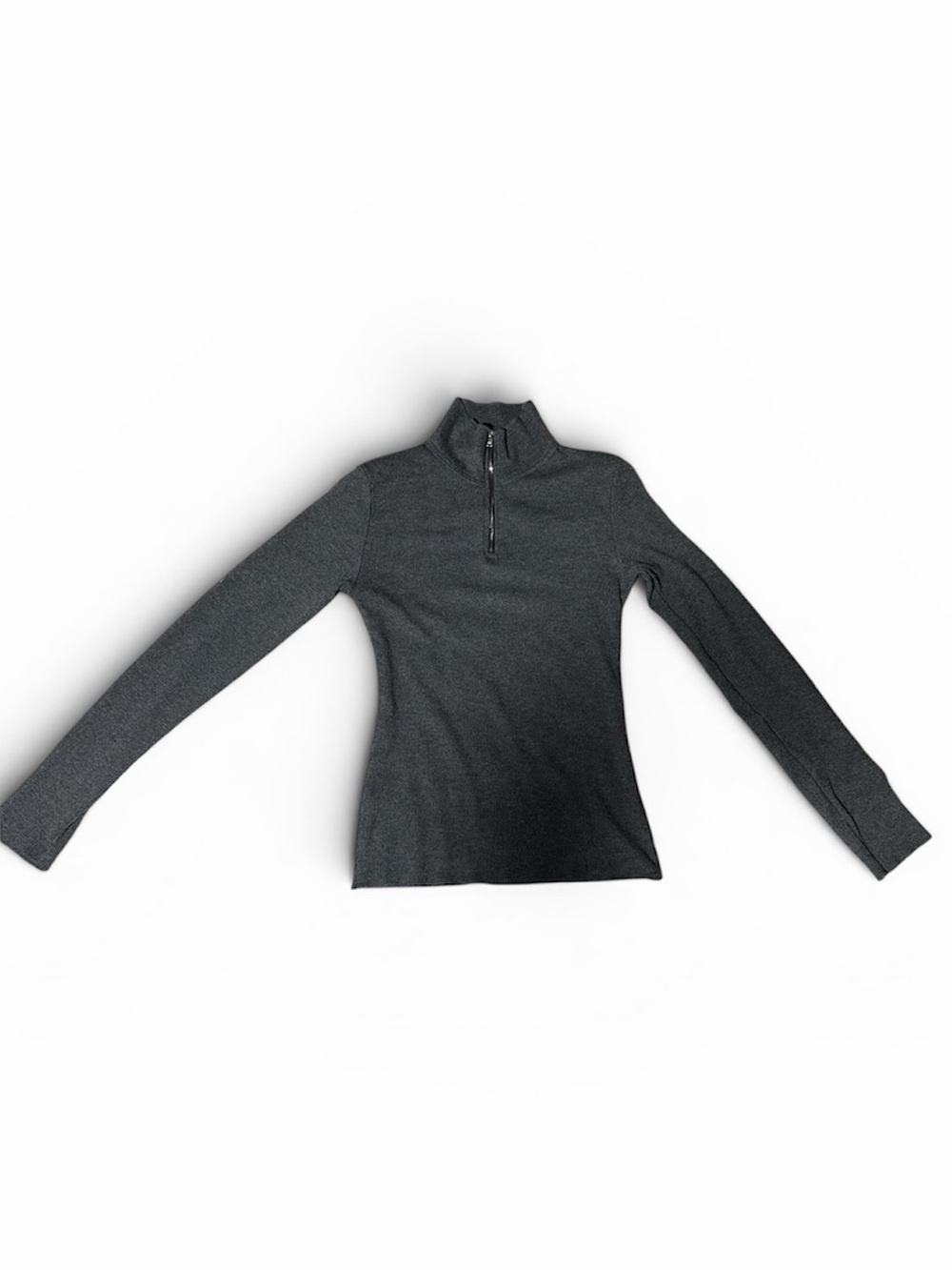 Women’s Zip Mock Neck Long Sleeve Top - Charcoal